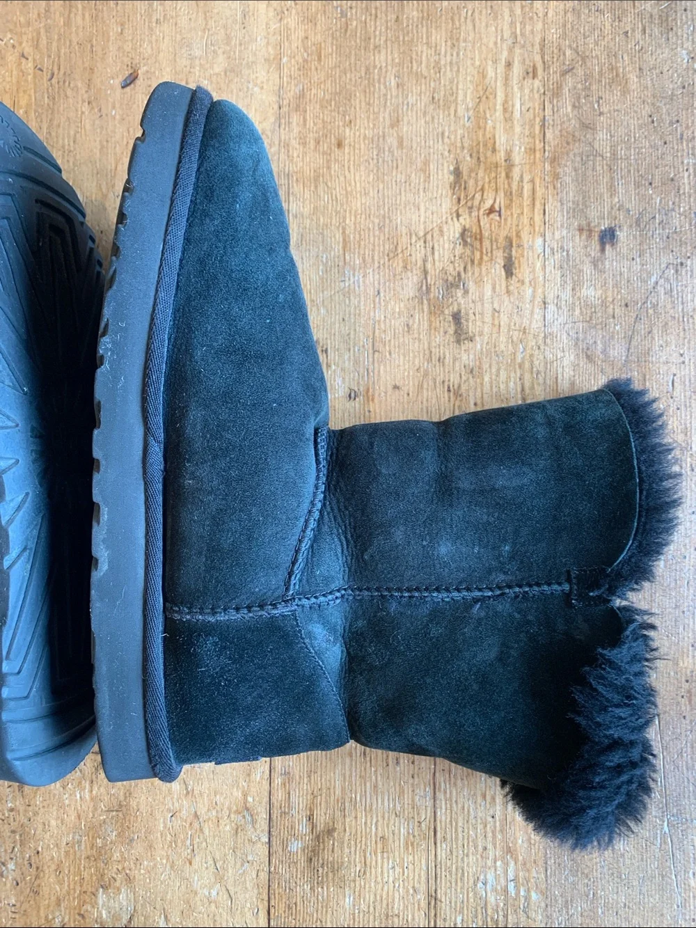 UGG Black Suede Short Shearling Boots